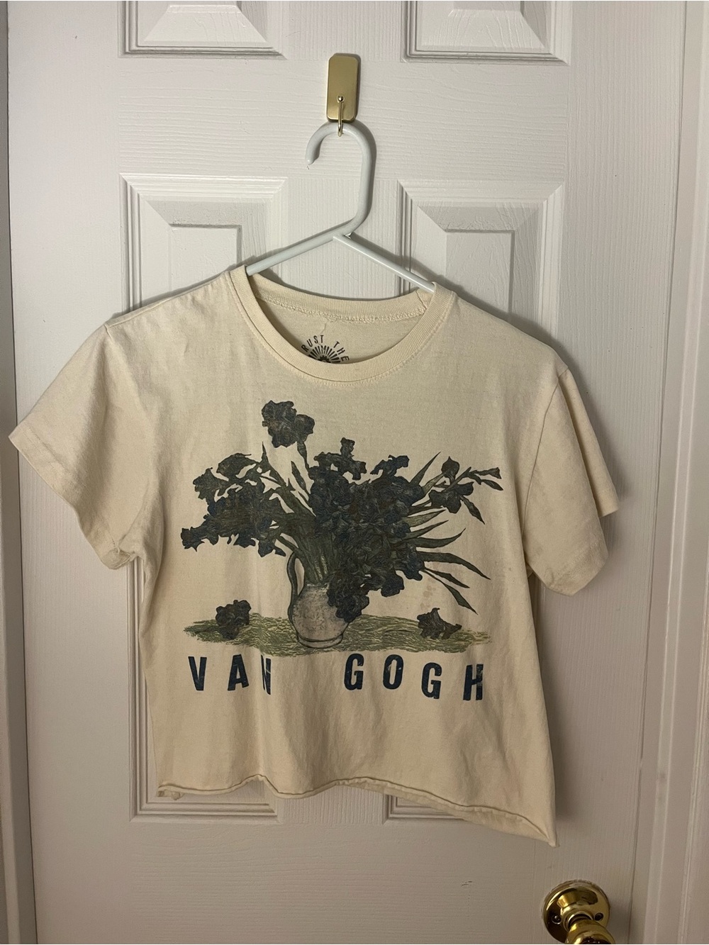 Van Gogh Cream Floral Crop Tee - Women's Crop Top